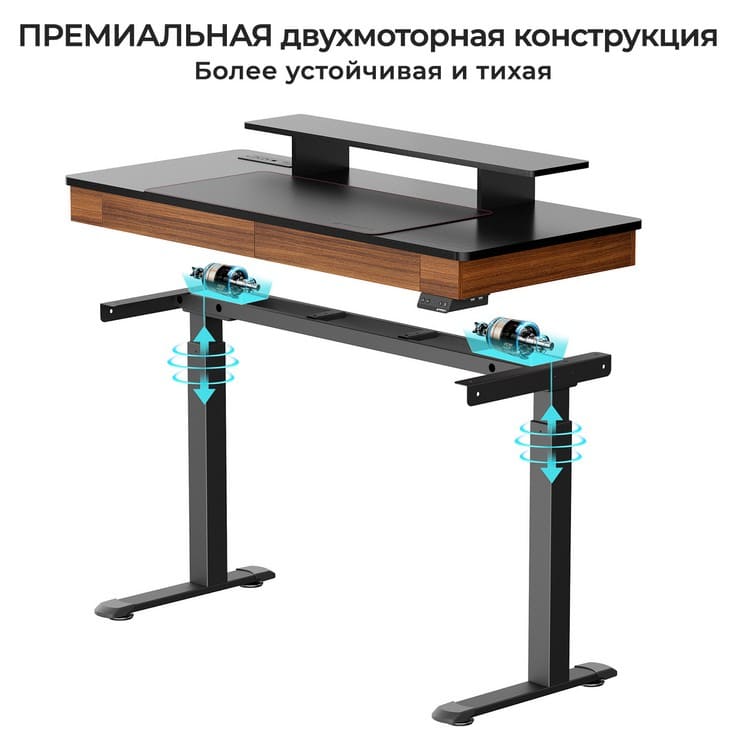Стол для компьютера c электрической регулировкой по высоте и 2 ящиками EUREKA ERK-ED-I55-WN