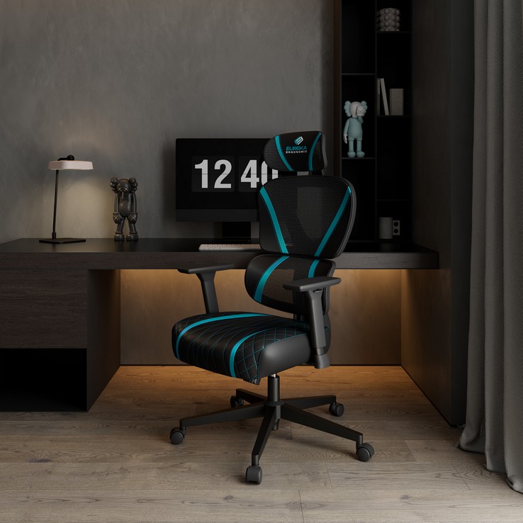Эргономичное компьютерное кресло (для геймеров) Eureka Norn, Blue