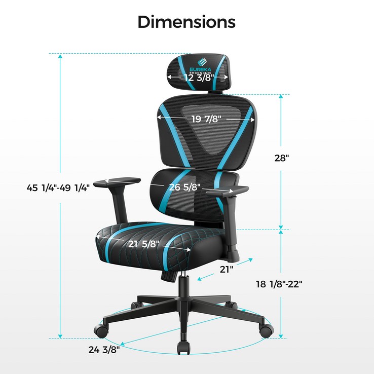 Эргономичное компьютерное кресло (для геймеров) Eureka Norn, Blue