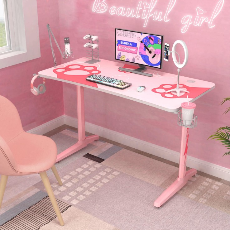 Стол для компьютера (для геймеров) EUREKA GIP 47, Pink